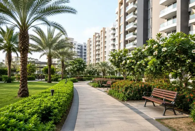 Landscaped gardens at L&T Sector 86 Gurgaon